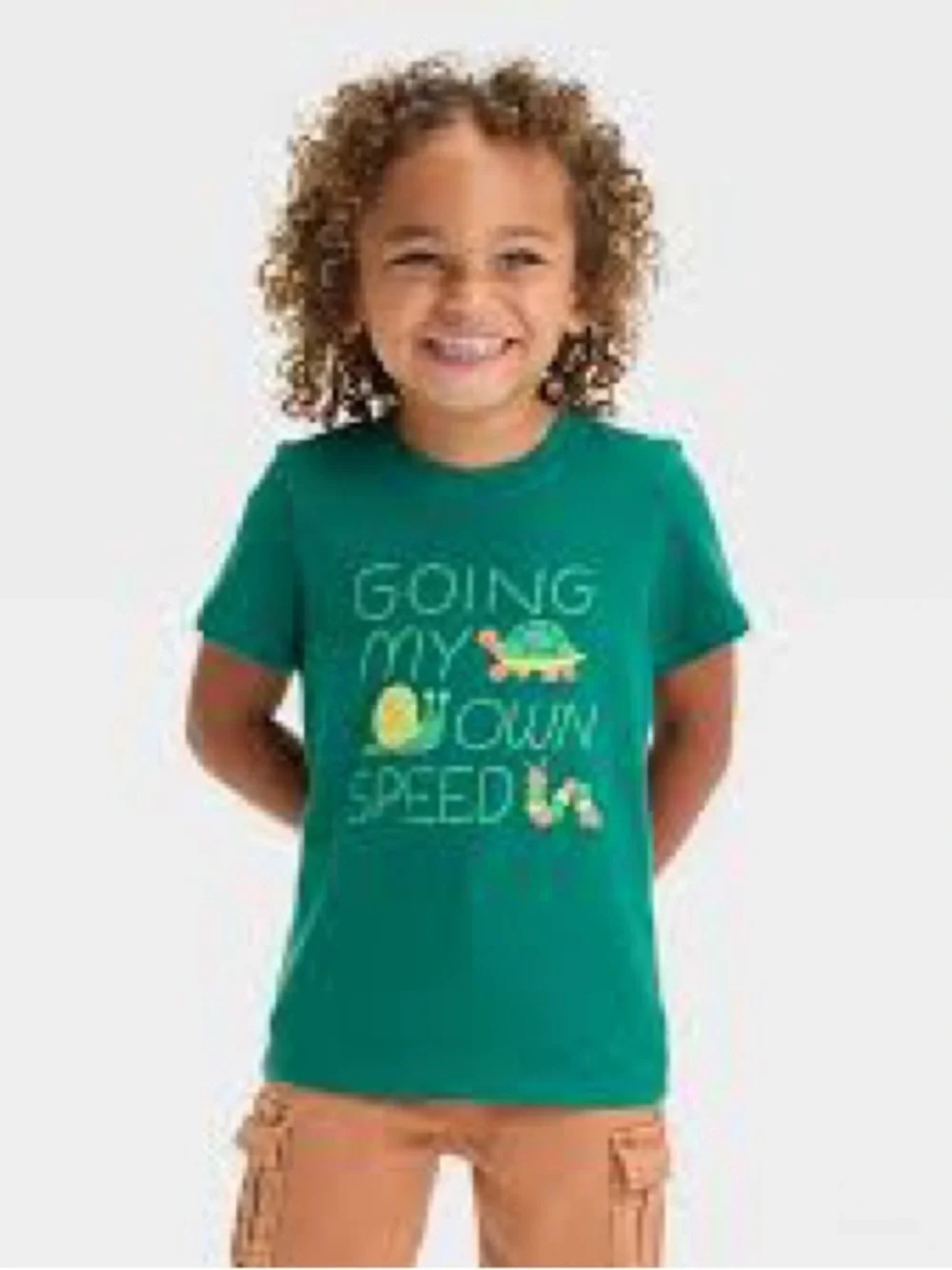 Cat & Jack T-Shirt Green Going My Own Speed Turtle Snail Caterpillar 4T